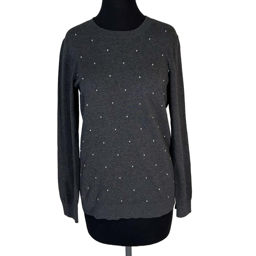 Tommy Hilfiger Embroidered French Knot Sweater Women's M Charcoal Gray